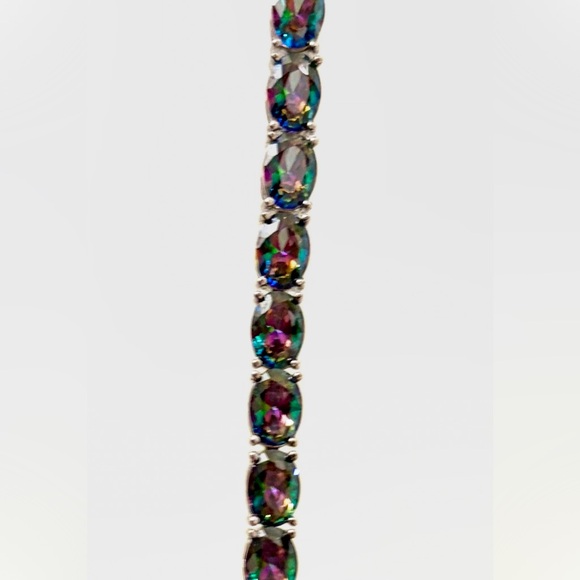 Genuine Mystic Topaz Sterling Silver Tennis Bracelet - Picture 3 of 6